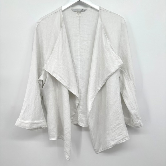 Peter Nygard 100% Linen Jacket Cardigan Size Large Lagenlook Minimalist Festival - Picture 1 of 11